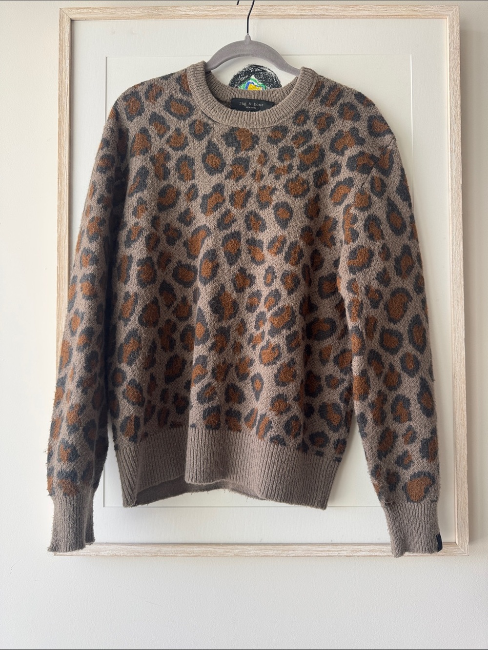 rag & bone Brown and Black Leopard Crewneck Sweater
